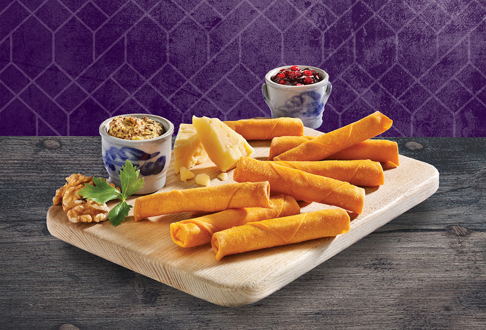 Duca Cheese Sticks are a delicious cheese-filled snack with cheese, rolled up in a crispy crepe.