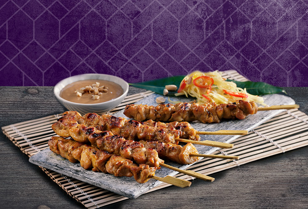 Duca Satay is made from roasted and marinated chicken thighs, a very user-friendly product because it can be prepared straight from the freezer into the microwave or oven.