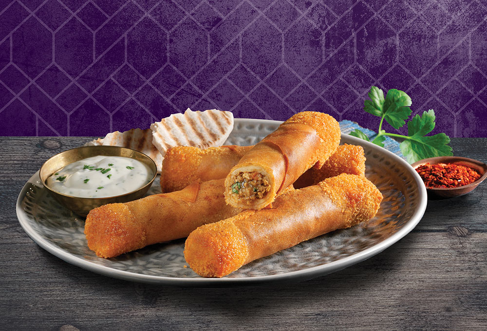 Delicious crispy snack filled with chicken kebab.
