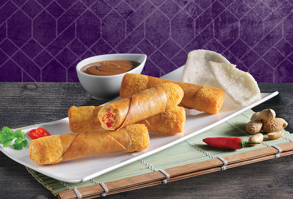 Delicious crispy snack filled with chicken satay.