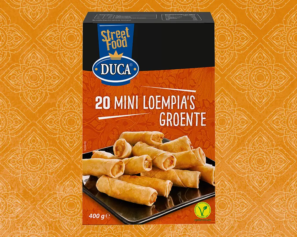 Onze mini loempia’s zijn handgerolde oriëntaalse groenteloempia’s, vol van smaak en gevuld met onder meer prei, glasnoedels en selderij.