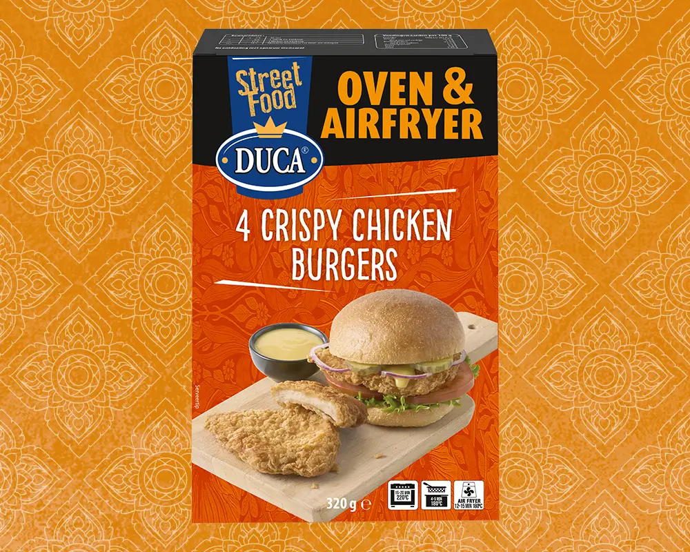 Our Crispy Chicken Burgers are deliciously crunchy with a tender chicken fillet base.
